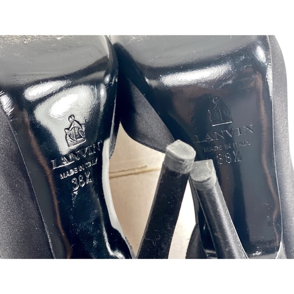 Lanvin Black Satin Semi D’Orsay Pumps With Bow - Picture 9 of 10